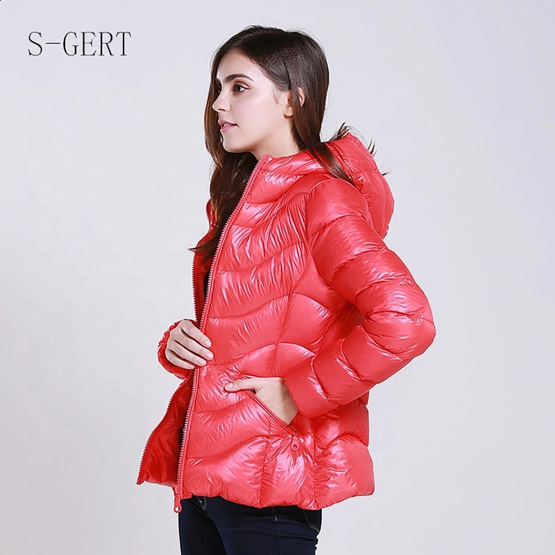 Fashion Red Stock Ladies Coat Light Weight Short Winter Long Waterproof Jacket For Women