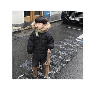 Fur Hoodie Korean Boys Medium Long Stylish Children Clothes Boy Down Jacket