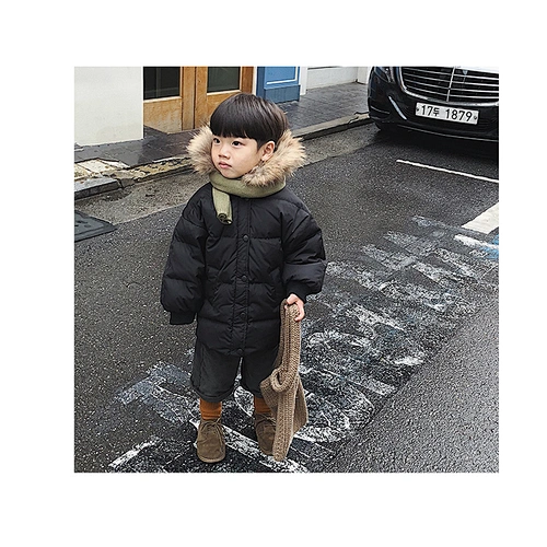 Fur Hoodie Korean Boys Medium Long Stylish Children Clothes Boy Down Jacket