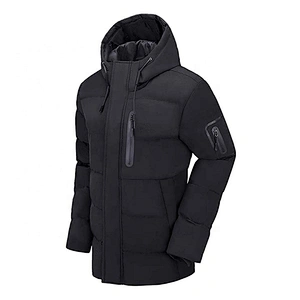 Odm Premium Black Down Hooded Jacket Oem Duck Down Jacket
