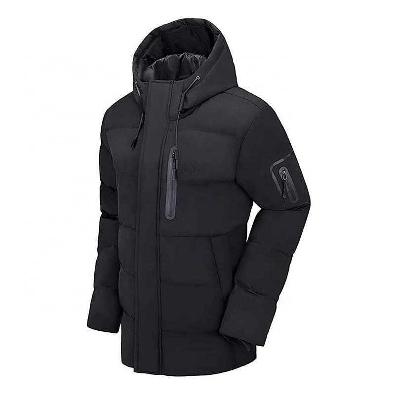 Odm Premium Black Down Hooded Jacket Oem Duck Down Jacket