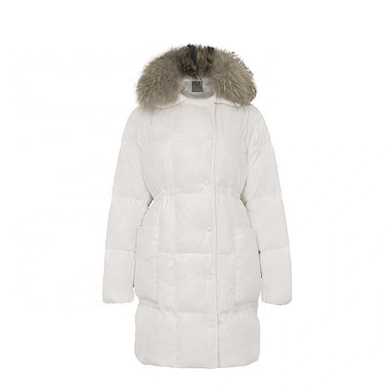 OEM/ODM Customized New Fashion Design Fur Collar White Ladies Winter Duck Down Jacket Long For Women