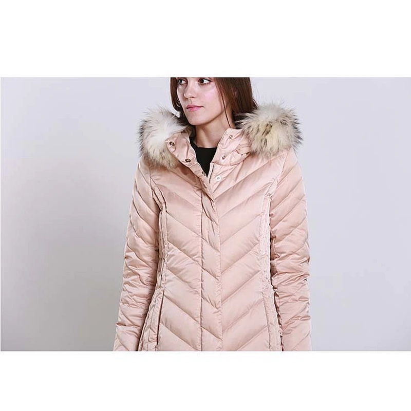 OEM ODM Winter Medium Long Trench Women Warm Fill Down  Puffer Jackets Female