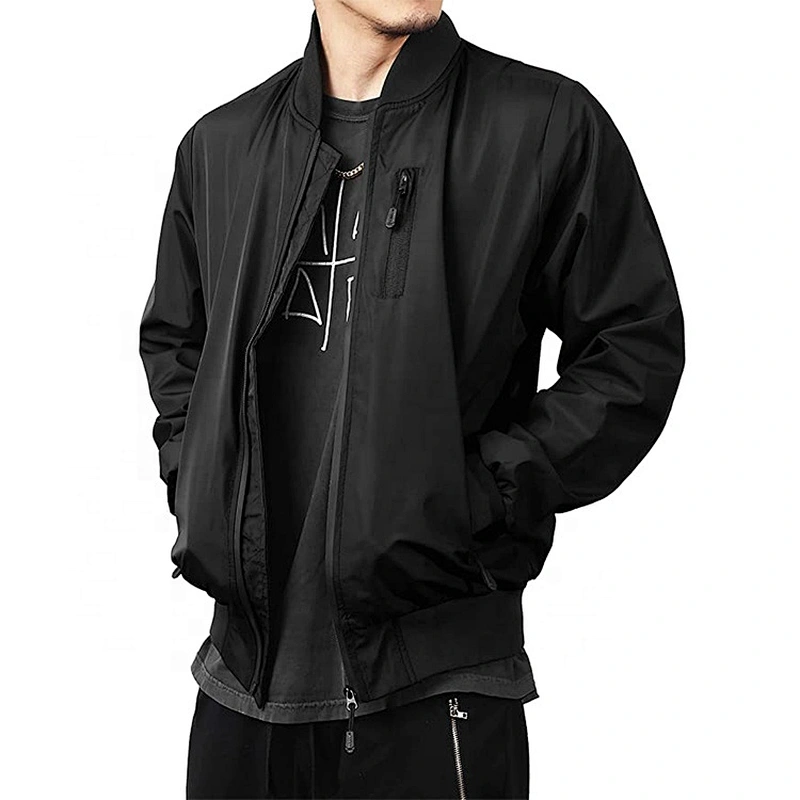 Oem Odm 2020 Lightweight Custom Bomber Jacket chaqueta de bombardero Black Wind Breaker Jackets For Men Casual