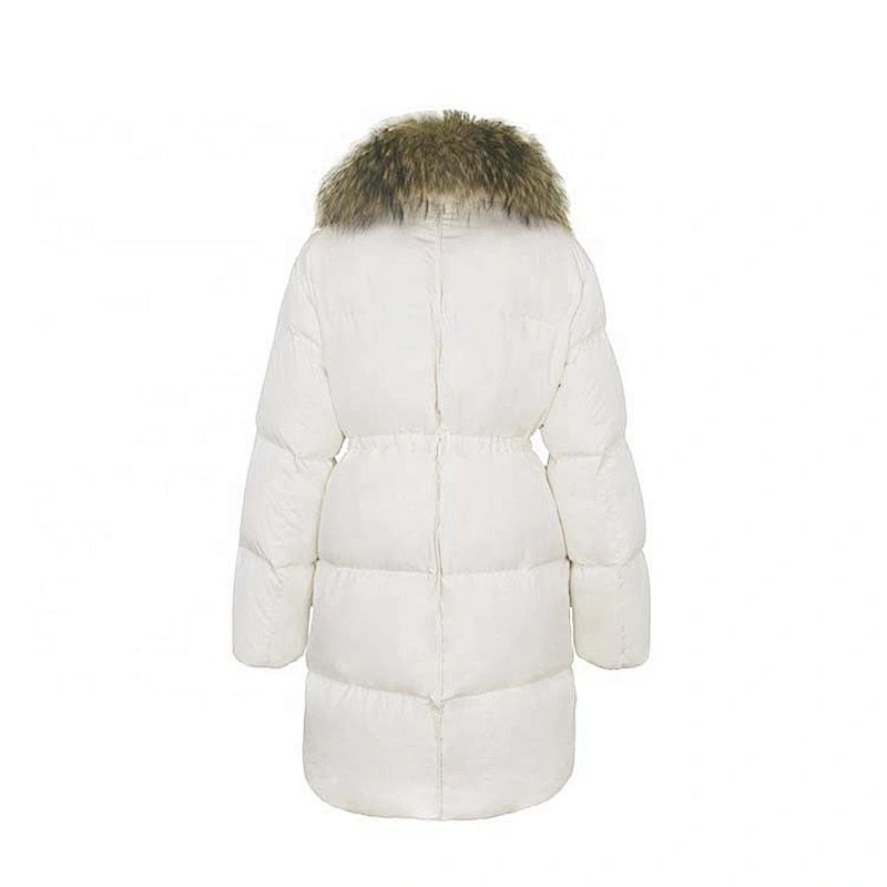 OEM/ODM Customized New Fashion Design Fur Collar White Ladies Winter Duck Down Jacket Long For Women