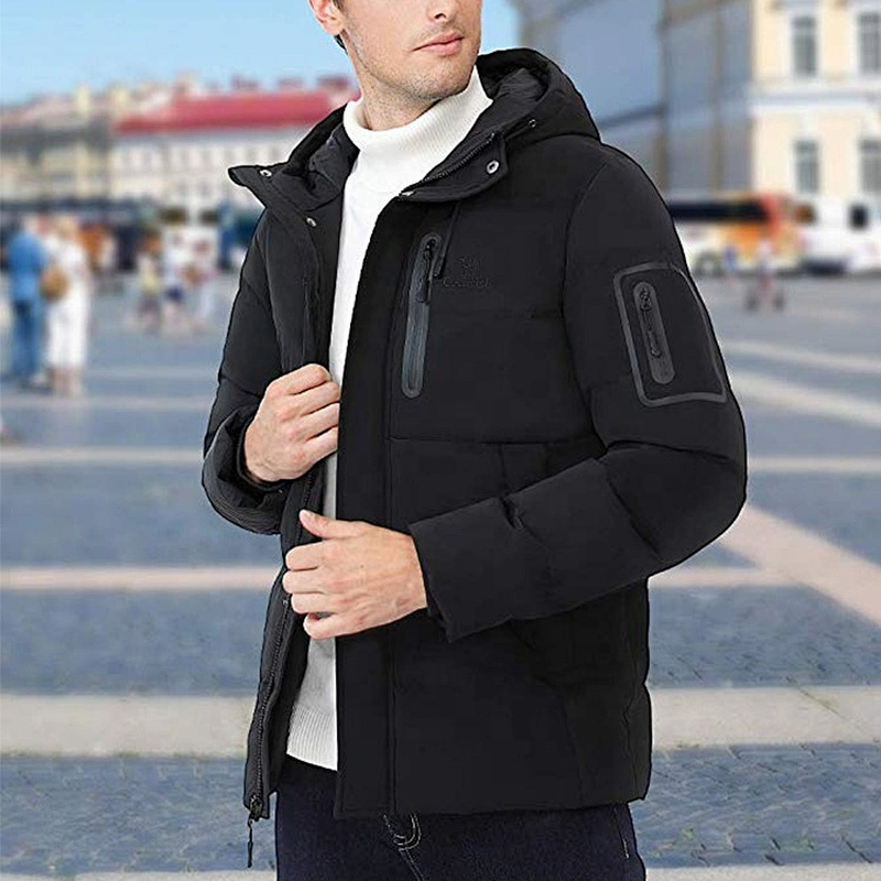 Odm Premium Black Down Hooded Jacket Oem Duck Down Jacket