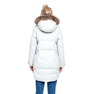 Oem Odm Fashion Long Winter Casaca Pluma Mujer White Goose Down Jacket Warm Women Puffer Jacket From Ruiniu Factory