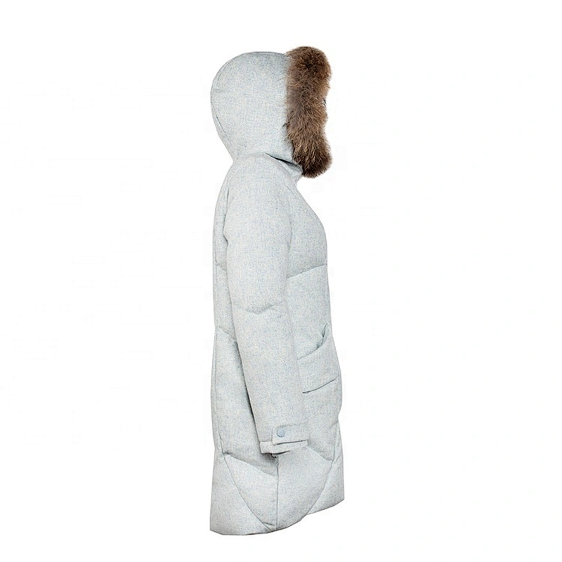 Oem Odm Fashion Long Winter Casaca Pluma Mujer White Goose Down Jacket Warm Women Puffer Jacket From Ruiniu Factory