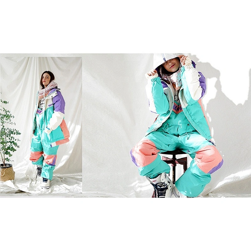 OEM/ODM Purple Green Long Outdoor Sports Suit Coat Active Ski Snowboard Woman Custom Logo Winter Jacket