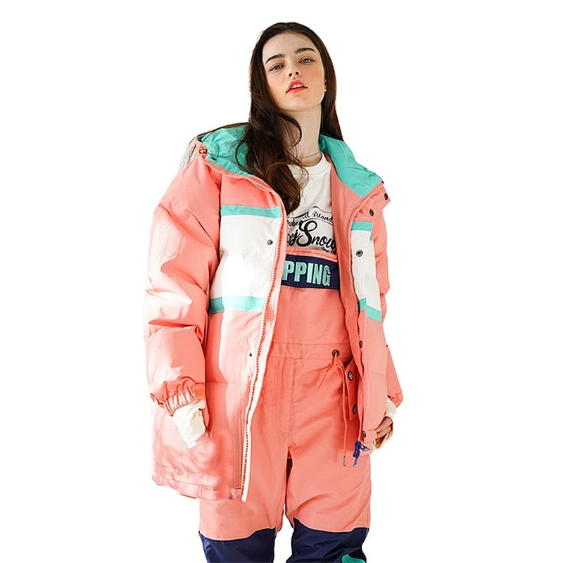 OEM ODM Pink Mixed White Girls Winter Sportswear Fashion Waterproof Coat Women Ski Custom Jacket Logo