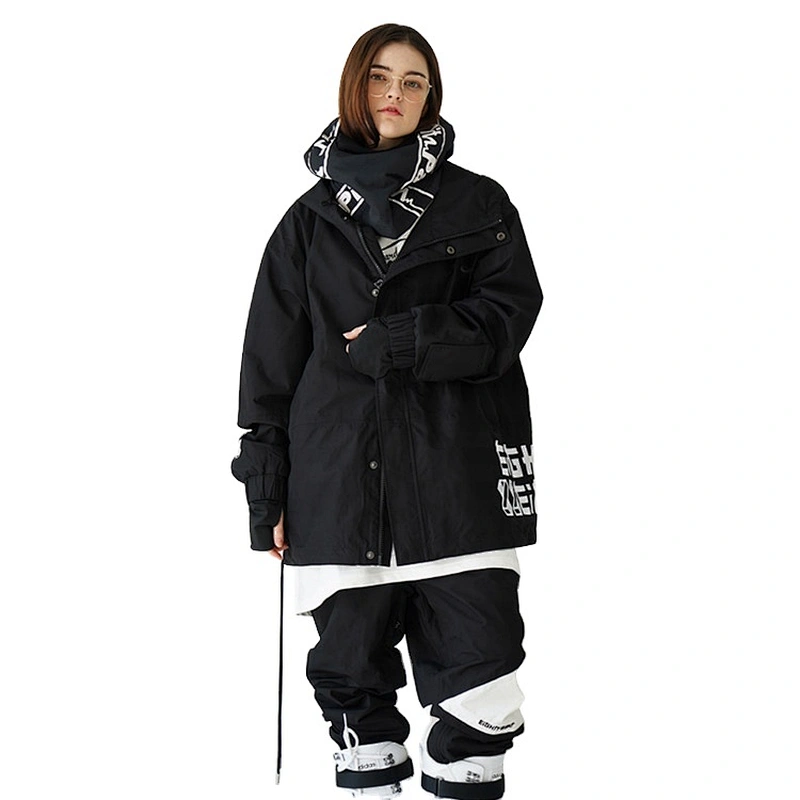 OEM/ODM Fashion Black Coat Hood Parka Super Hiking Jacket Windbreaker Suit