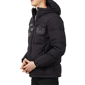 Oem Odm Winter Hooded Custom Puffer Jacket Fashion Black Puffer Coat Plain Man Down Coat