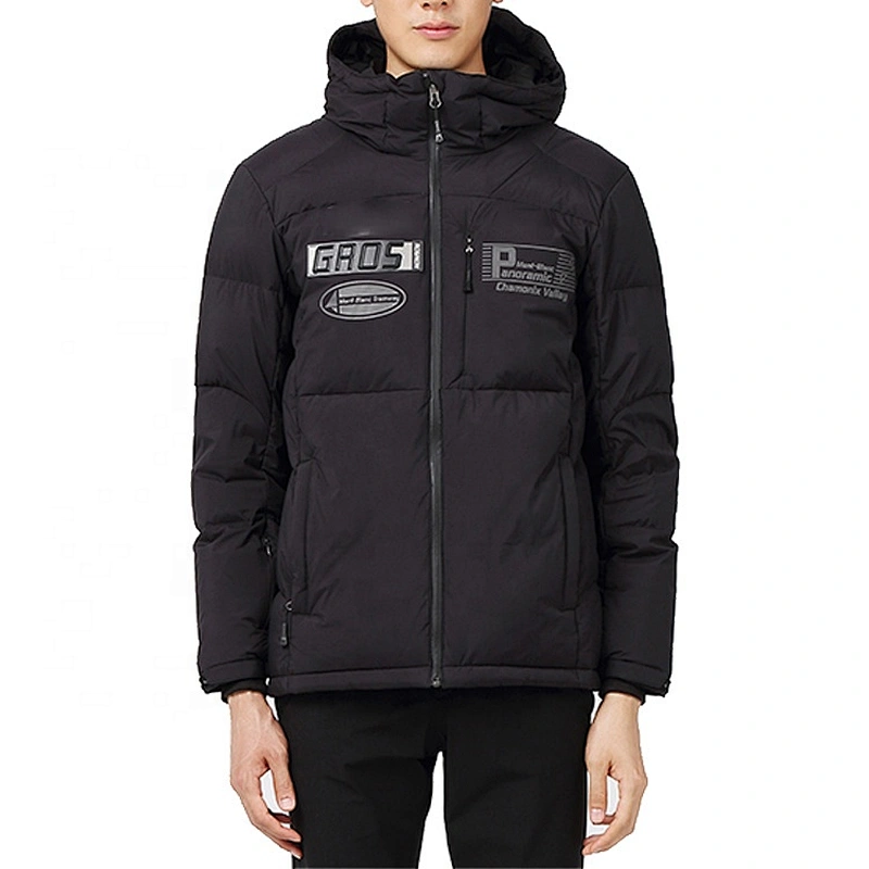 Oem Odm Winter Hooded Custom Puffer Jacket Fashion Black Puffer Coat Plain Man Down Coat