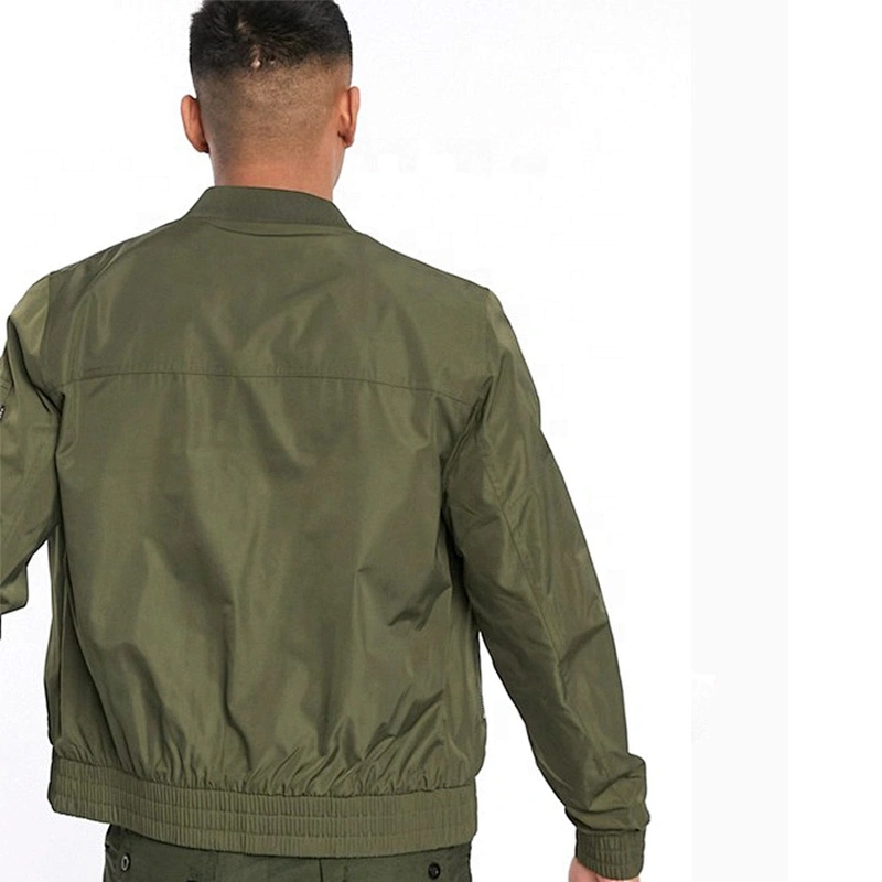 OEM ODM Wholesale Streetwear Custom Pilot Varsity Blank Green Bomber Jacket Men