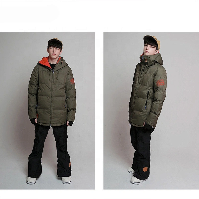 OEM ODM Green Men Outdoor Waterproof Skiing Jackets Retro Snow Armi Ski Suit Winter