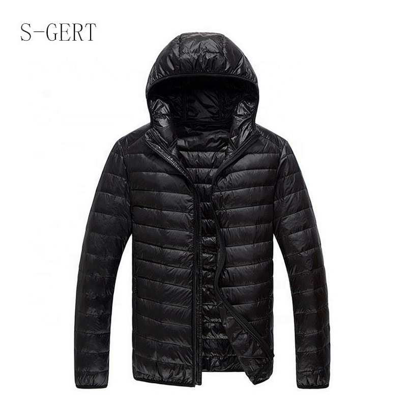 Brand Quality Solid Slim Fit Hoodie Ultralight Outdoor Man Packable Jacket Down Coat