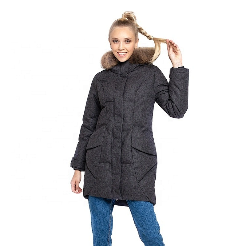 Oem Odm Fashion Long Winter Casaca Pluma Mujer White Goose Down Jacket Warm Women Puffer Jacket From Ruiniu Factory