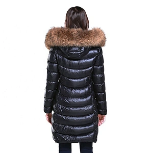 OEM ODM Winter Warmer Duck Down Coat Womens Down Filled Jackets With Fur Hood