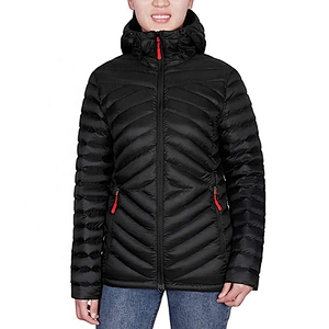 Oem Odm Winter Clothes Black Puffer Jacket Womens Unisex Goose Down Jacket With Hood