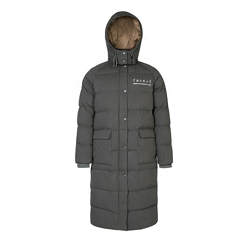 Grey Custom Logo China School Winter Heated Coat Long Mens Down Jacket