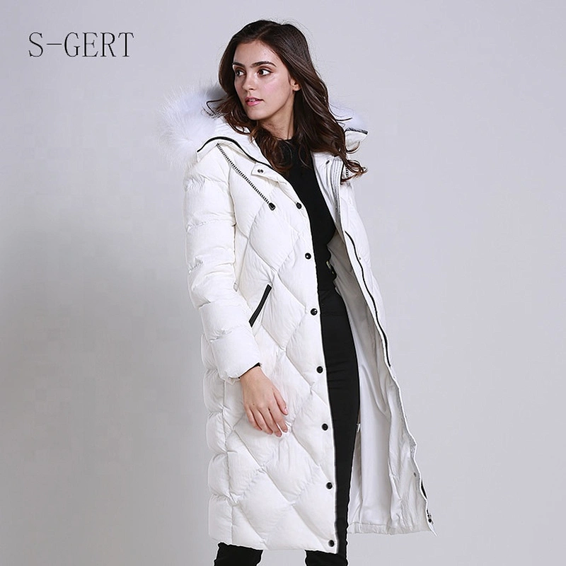 Custom Windproof Waterproof Light Leather Goose Women Winter Down Coat