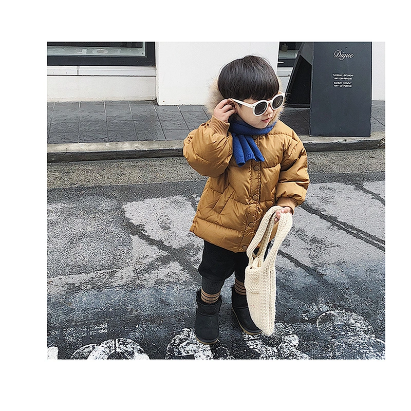 Fur Hoodie Korean Boys Medium Long Stylish Children Clothes Boy Down Jacket