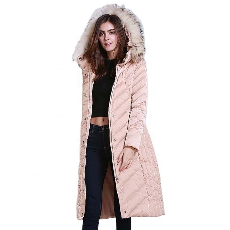 OEM ODM Winter Medium Long Trench Women Warm Fill Down  Puffer Jackets Female