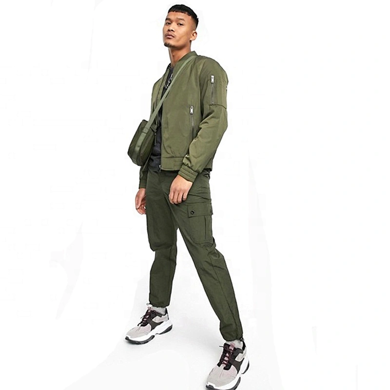 OEM ODM Wholesale Streetwear Custom Pilot Varsity Blank Green Bomber Jacket Men