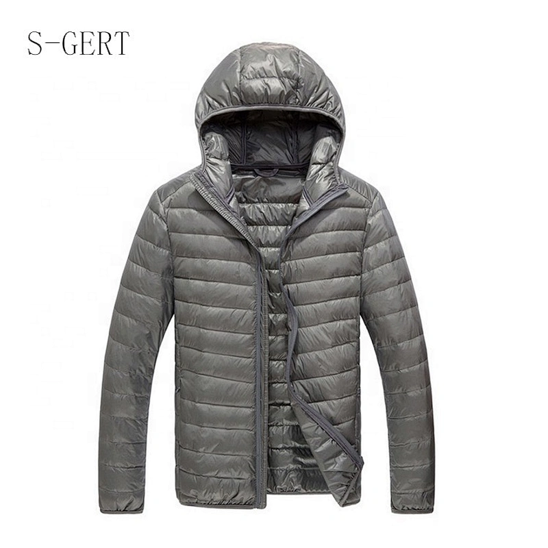 Brand Quality Solid Slim Fit Hoodie Ultralight Outdoor Man Packable Jacket Down Coat