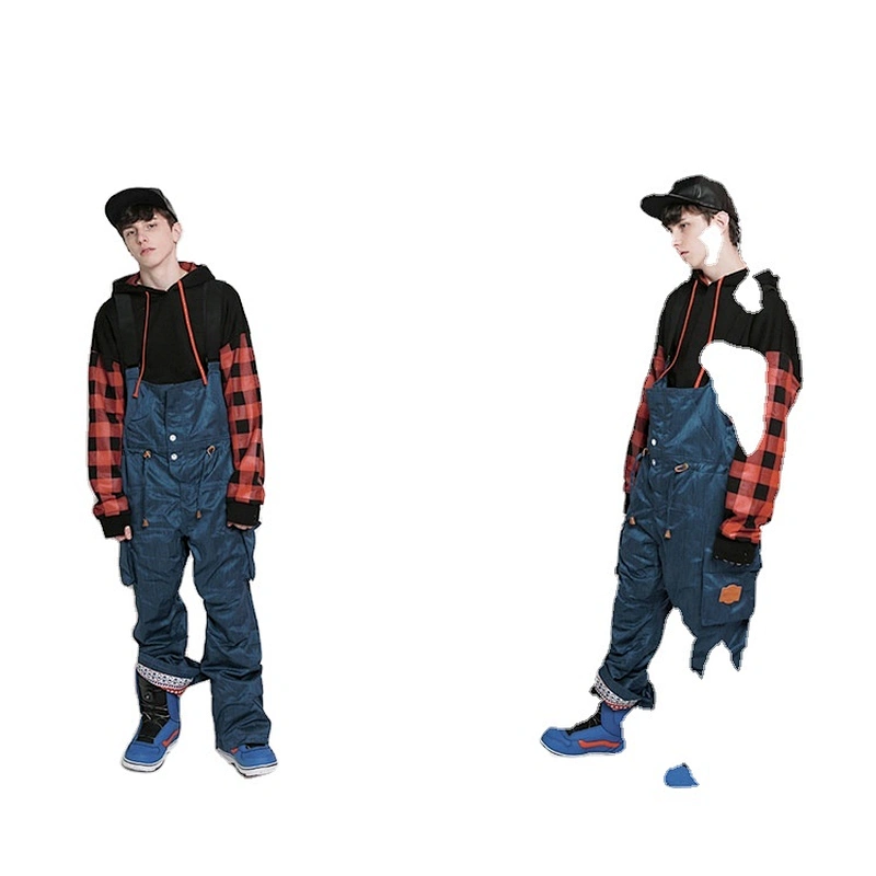 OEM/ODM Blue Snowboard Sport Jumpsuit Suits Bib Crane Ski Pants Men Waterproof