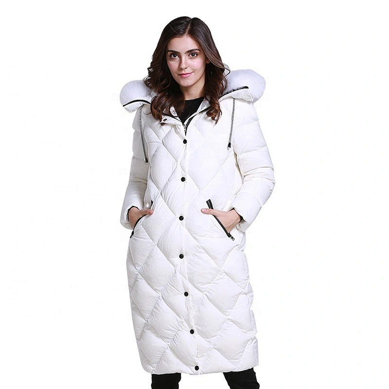 Winter Coats For Women Goose Down Filled Ladies Longline Custom Puffer Jacket Hood
