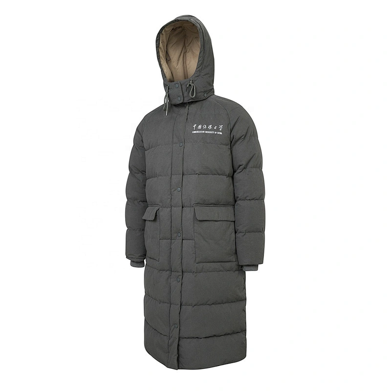 Grey Custom Logo China School Winter Heated Coat Long Mens Down Jacket