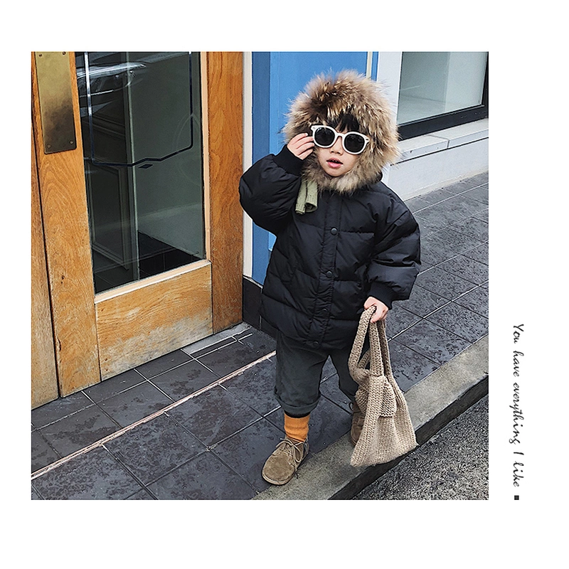 Fur Hoodie Korean Boys Medium Long Stylish Children Clothes Boy Down Jacket