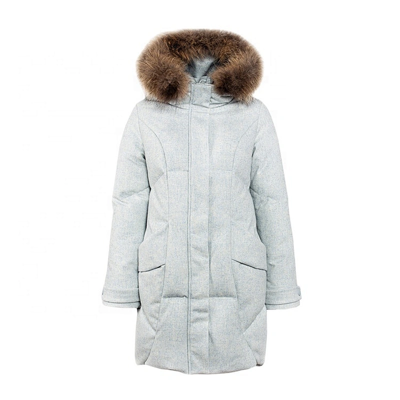 Oem Odm Fashion Long Winter Casaca Pluma Mujer White Goose Down Jacket Warm Women Puffer Jacket From Ruiniu Factory