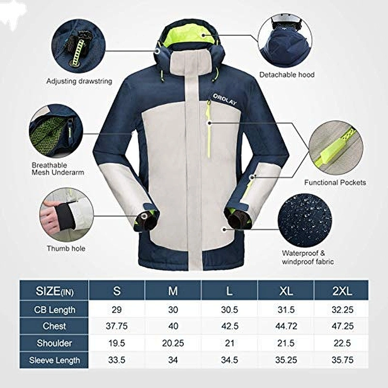 OEM/ODM RIUNIU Mountain Snow Waterproof Ski Jacket Detachable Hood Windproof Fleece Parka Rain Jacket Winter Coat