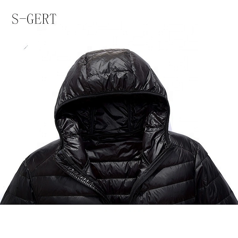 Brand Quality Solid Slim Fit Hoodie Ultralight Outdoor Man Packable Jacket Down Coat
