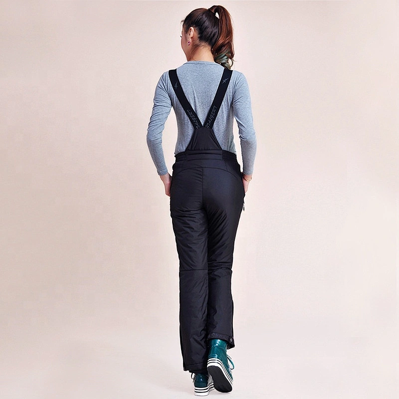 Black Dark Color Waterproof Windbreak Women Girl Sport Trousers Ski Down Bib Pants