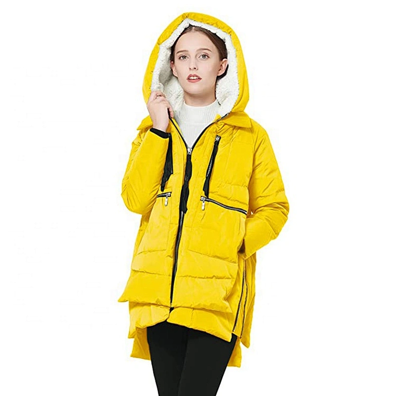 Oem Odm Winter Clothing Women Yellow Puffer 700 Down Jacket