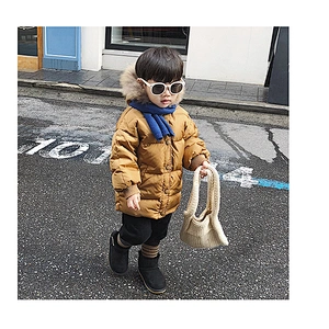 Fur Hoodie Korean Boys Medium Long Stylish Children Clothes Boy Down Jacket