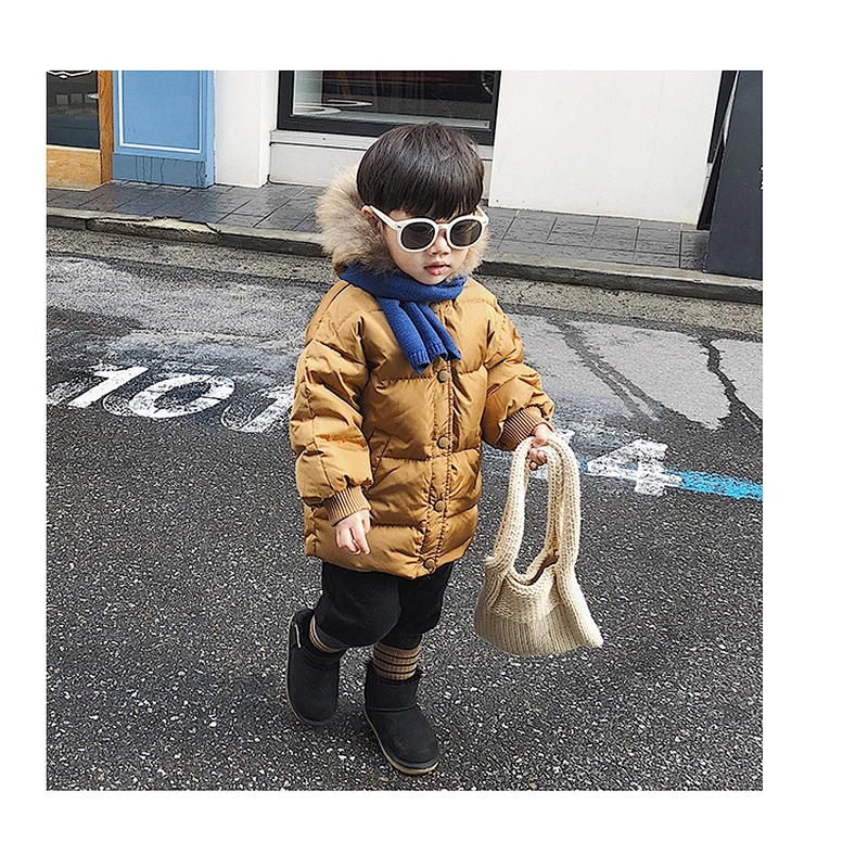 Fur Hoodie Korean Boys Medium Long Stylish Children Clothes Boy Down Jacket