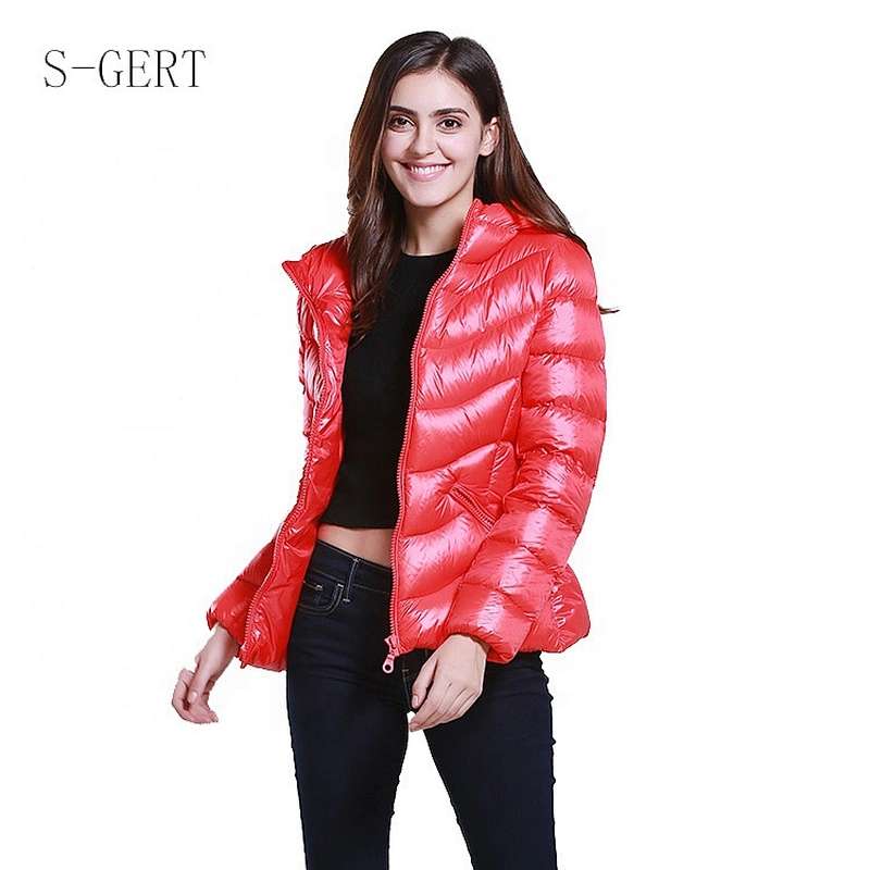 Fashion Red Stock Ladies Coat Light Weight Short Winter Long Waterproof Jacket For Women