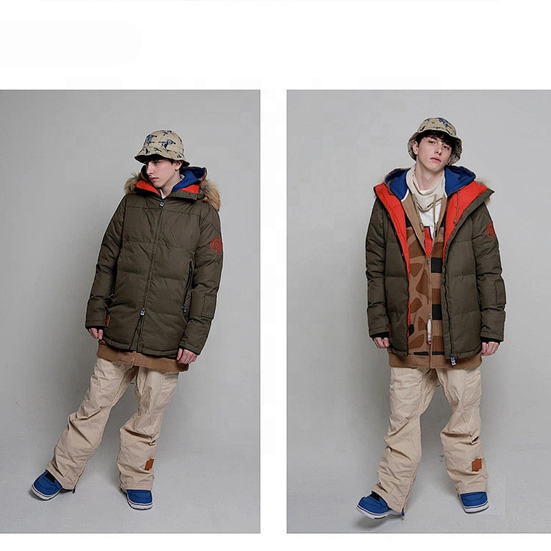 OEM ODM Green Men Outdoor Waterproof Skiing Jackets Retro Snow Armi Ski Suit Winter