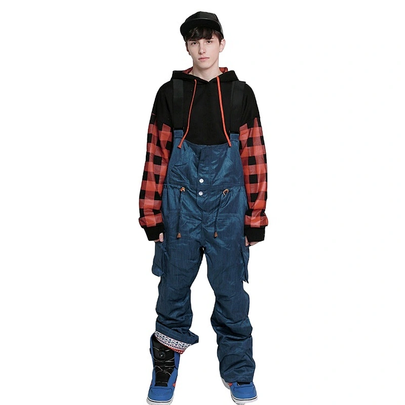OEM/ODM Blue Snowboard Sport Jumpsuit Suits Bib Crane Ski Pants Men Waterproof