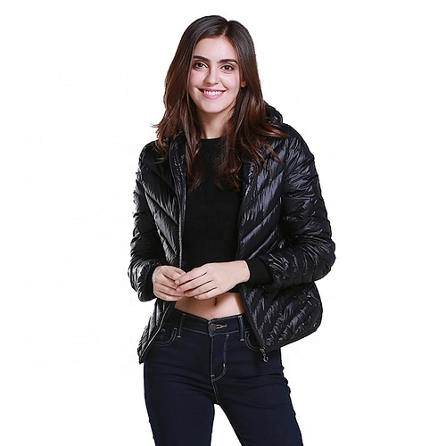 Fashional Slim Fit Hooded Coat Warm Short Light Duck Down Jacket For Female