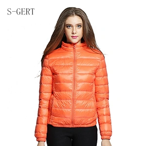 China Factory Price Stocked Orange Winter Short Waterproof Down Jacket
