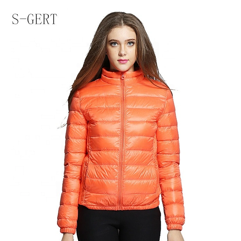 China Factory Price Stocked Orange Winter Short Waterproof Down Jacket