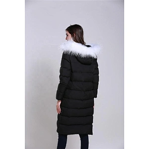 Cool Black Duck Down Filler Women's Long Down Jacket With Hood