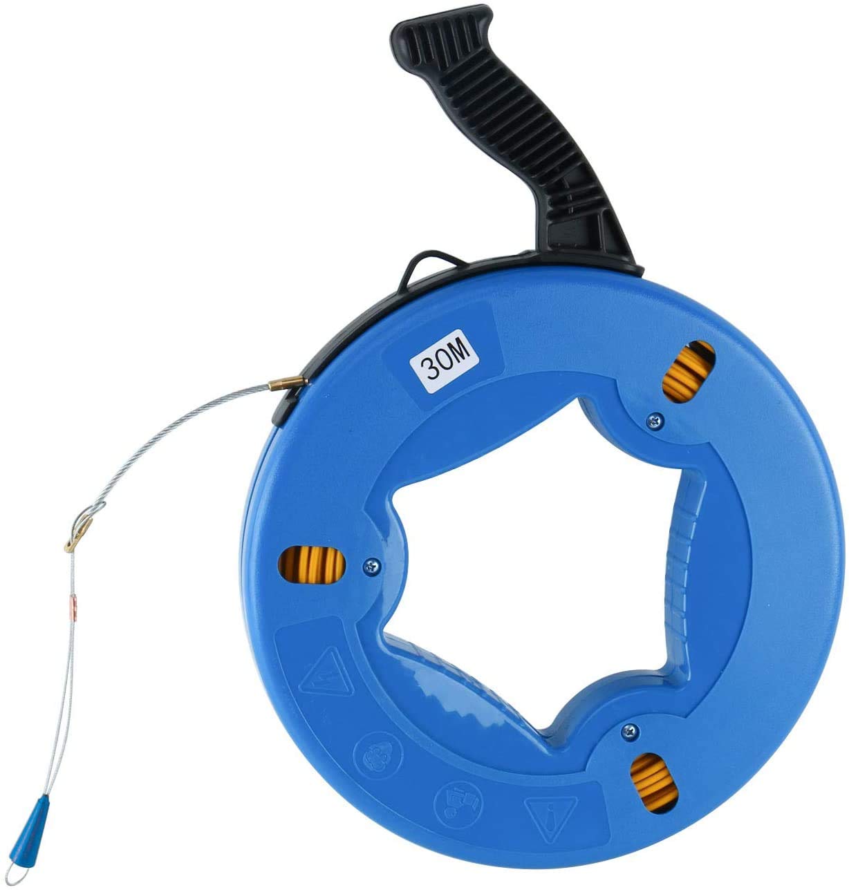 30M Fiberglass Wire Cable Electrical Fish Tape Reel, Fiberglass Wall line Reel Fishtape Puller Fish Tape