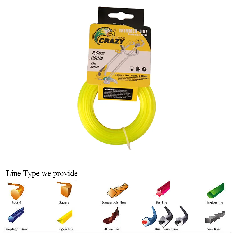 Ningbo Factory Wholesale 2.0mm 15m Grass Trimmer Parts Brush Cutter