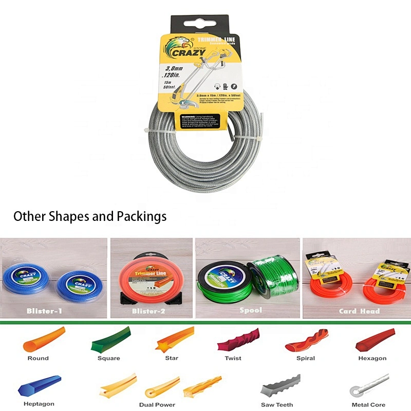 High Performance Double-Deck Metal Core Metal Trimmer Line for Grass Brush Cutter Weed Eater Replacement Unbreakable String Line